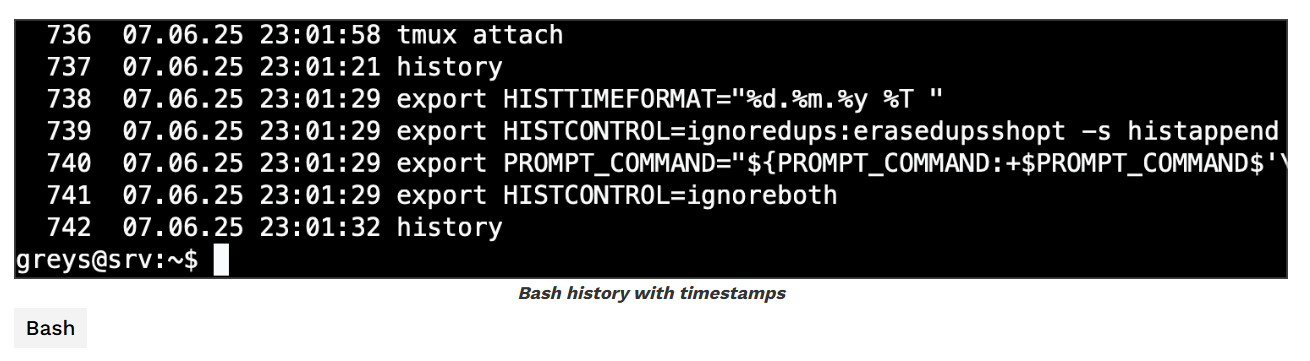 Centralized Bash history with timestamps 